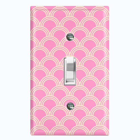 Metal Light Switch Plate Cover Japanese Sea Wave Pattern Pink Wallpaper WAL021
