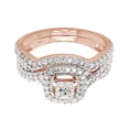 thumbnail image 3 of AFFY 10K Solid Rose Gold Princess & Round Lab Created Moissanite Diamond Halo Bridal Set Ring-6, 3 of 8