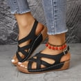 thumbnail image 3 of GERsome Low Wedge Heels Sandals for Women Open Toe Ankle Strap Platform Sandals for Travel Summer Beach, Size 5.5, 3 of 9