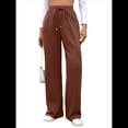 thumbnail image 3 of Pantalones Deportivos Casuales para Mujer, de Pierna , Holgados, con Cordón Ajustable, Cintura Alta, Elásticos y Bolsillos. Naranja Rojo L, 3 of 10