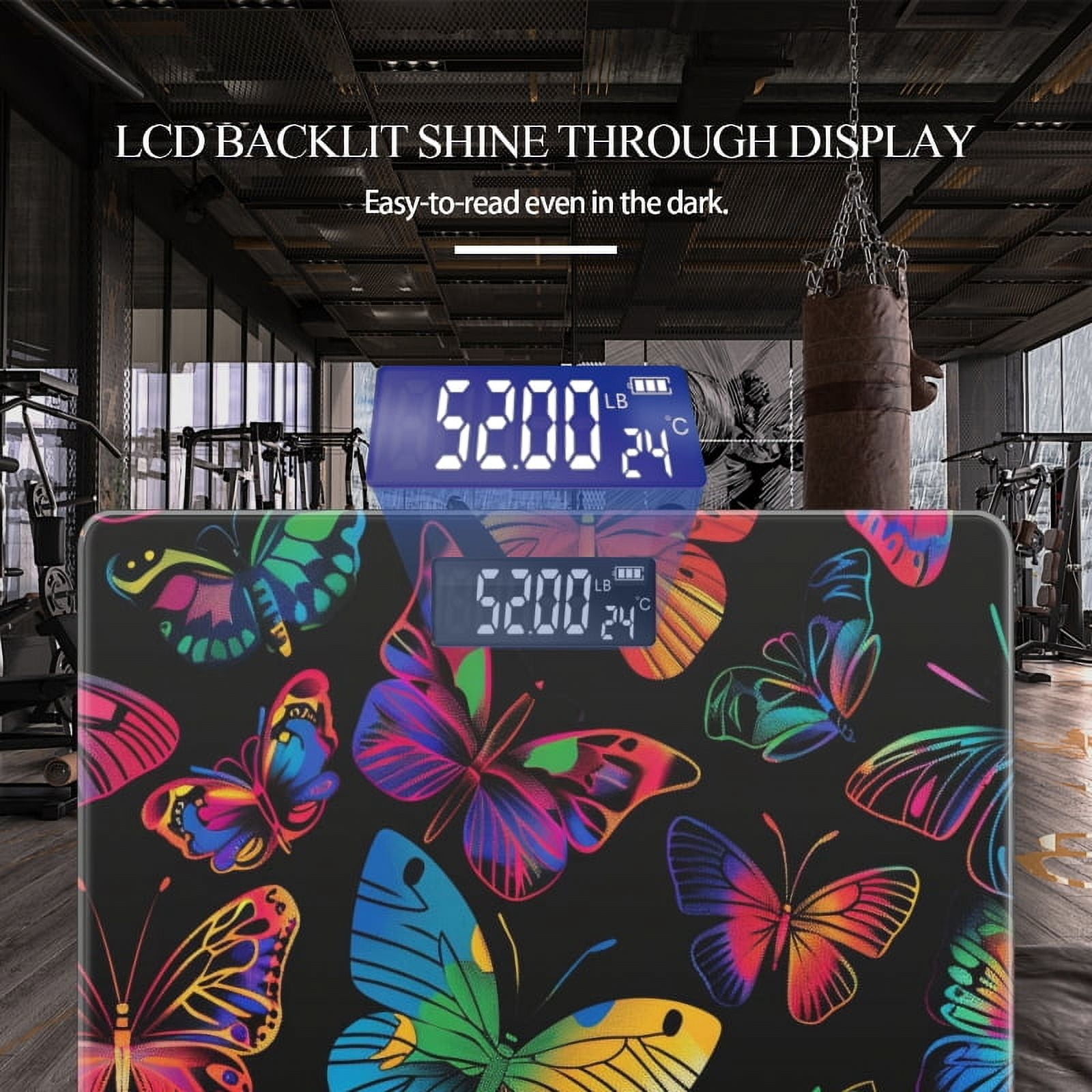 High Precision Body Weight Scale Smart Bathroom Scales with Large LCD Display(400lbs),Decorative for Bedroom-Colorful Butterflies Each With Unique Design And Color Palette