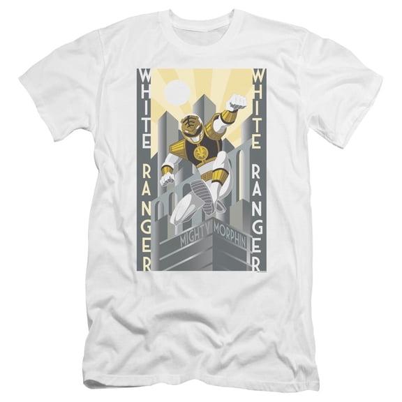 Power Rangers White Ranger Duo Premium Adult 30/1 T-Shirt White