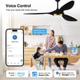 thumbnail image 3 of reiga - Ventiladores de techo negro dorado de 52 pulgadas con luces LED regulables, control remoto, WiFi, moderno, motor CC silencioso de 3 aspas para sala de estar, recámara, patio, garage, certifica, 3 of 5