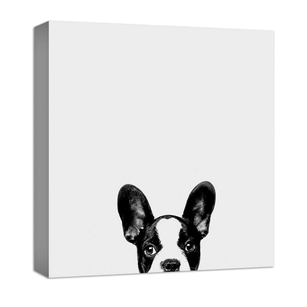 Wall26 Canvas Wall Art Curious Pets Dog Black and White Painting