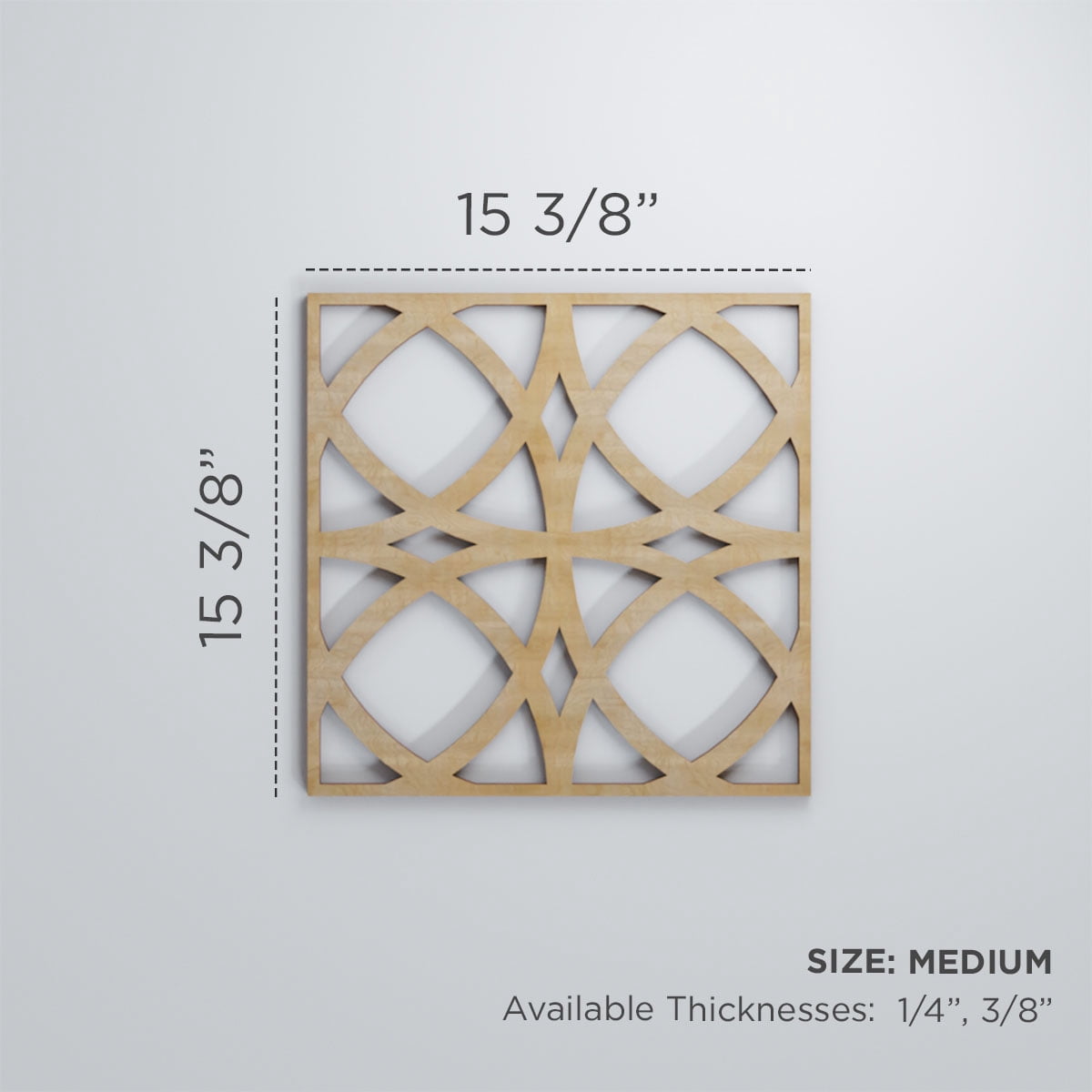 Ekena Millwork 15 3/8"W x 15 3/8"H x 3/8"T Medium Fleetwood Decorative Fretwork Wood Wall Panels, Hickory