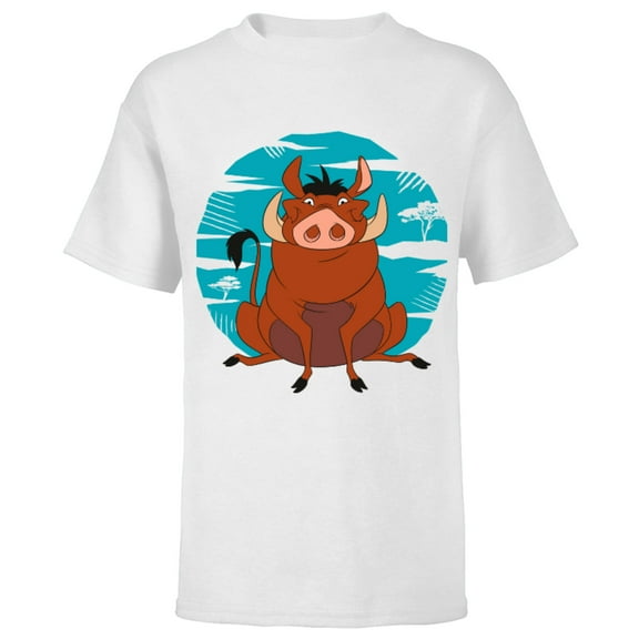 Disney The Lion King Happy Pumbaa - Short Sleeve T-Shirt for Kids - Customized-White
