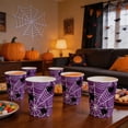thumbnail image 6 of 24 Pack Purple Spider Web Disposable Halloween Paper Cups, Spooky Black Spider Print Drink Cups, Heavy Duty Disposable Tableware for Indoor Outdoor Halloween Decorations Haunted House Party Supplies, 6 of 6