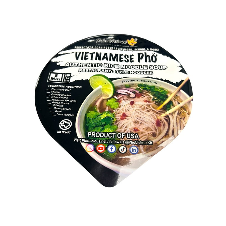 Pholicious Brand Instant Pho Vegetarian Pack of 4 Bowls
