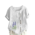 thumbnail image 1 of Vestidos Casuales Para Mujer, Blusas De Mujer De Moda Blusa tipo túnica informal de lino con estampado de peces del océano y botones de manga corta para mujer, 1 of 4