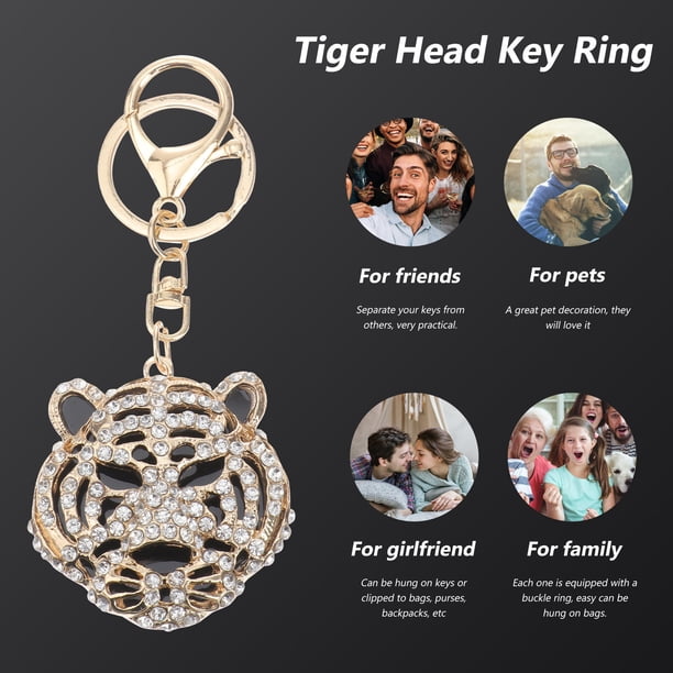 KAKOWELY 1Ud Colgante De Llave Tiger De Metal Dorado Para Y Uso Diario