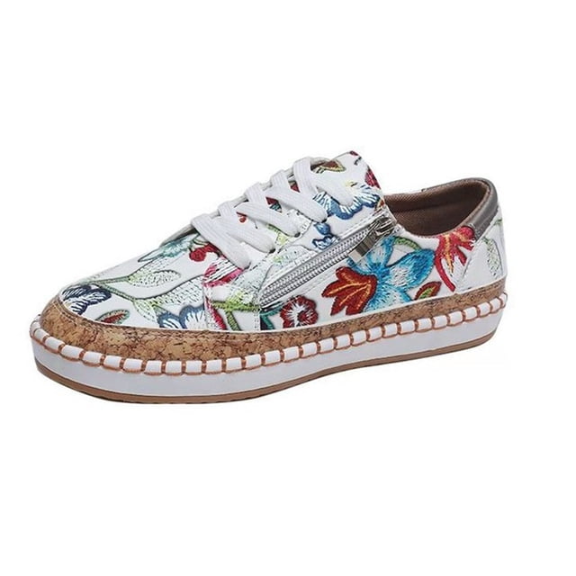 CEHVOM Chaussures en Toile à Lacets pour Femmes, Chaussures Plates en Denim pour Femmes