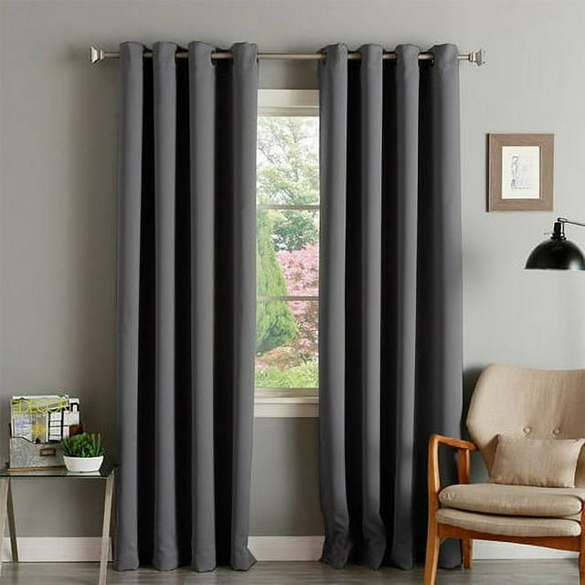 Cortina de sala de estar con aislamiento térmico de alta resistencia cortinas de ojal sólido decoración de ventana para dormitorio, bloque de luz y frío listo para colgar, L 107 x H 160 cm, 1 panel