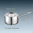 thumbnail image 2 of Cook N Home Stainless Steel Saucepan 1.5 Quart, Tri-Ply Full Clad Sauce Pan with Glass Lid, Silver, 2 of 7
