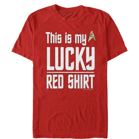 Men's Star Trek This Is My Lucky Red Shirt  Graphic Tee Red Medium