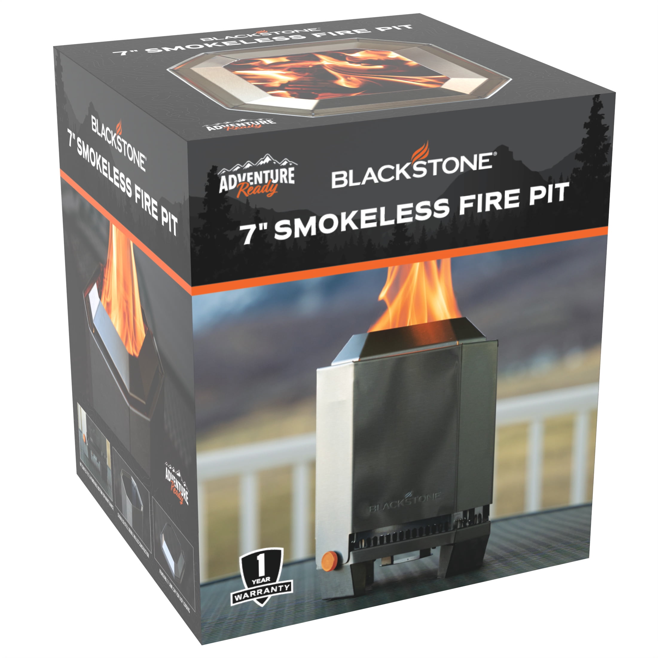 Blackstone Adventure Ready 7” Stainless Steel Smokeless Fire Pit (Model 5912) with Removable Base