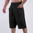 thumbnail image 4 of zfhfof Men's Long Cotton Linen Shorts Below Knee Pocketed 3/4 Summer Drawstring Capri Pants with Pockets Lounge Baggy Shorts, 4 of 7
