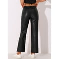 thumbnail image 3 of DARING DIVA Women's Faux Leather High Waist Straight Leg PU Punk Trousers XS Black, 3 of 6