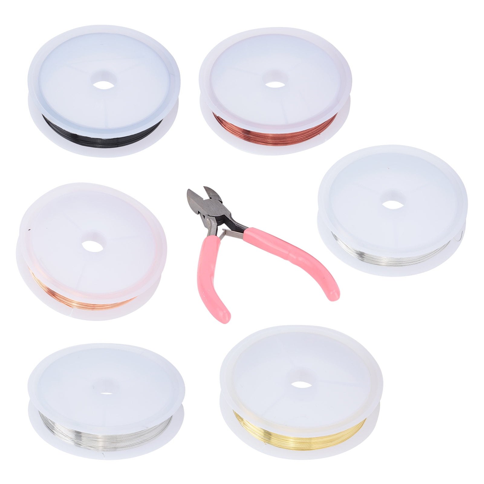 Mgaxyff 6 Pack Jewelry Wire Beading Set Brass Roll W/ Mini Diagonal Plier For DIY Crafts