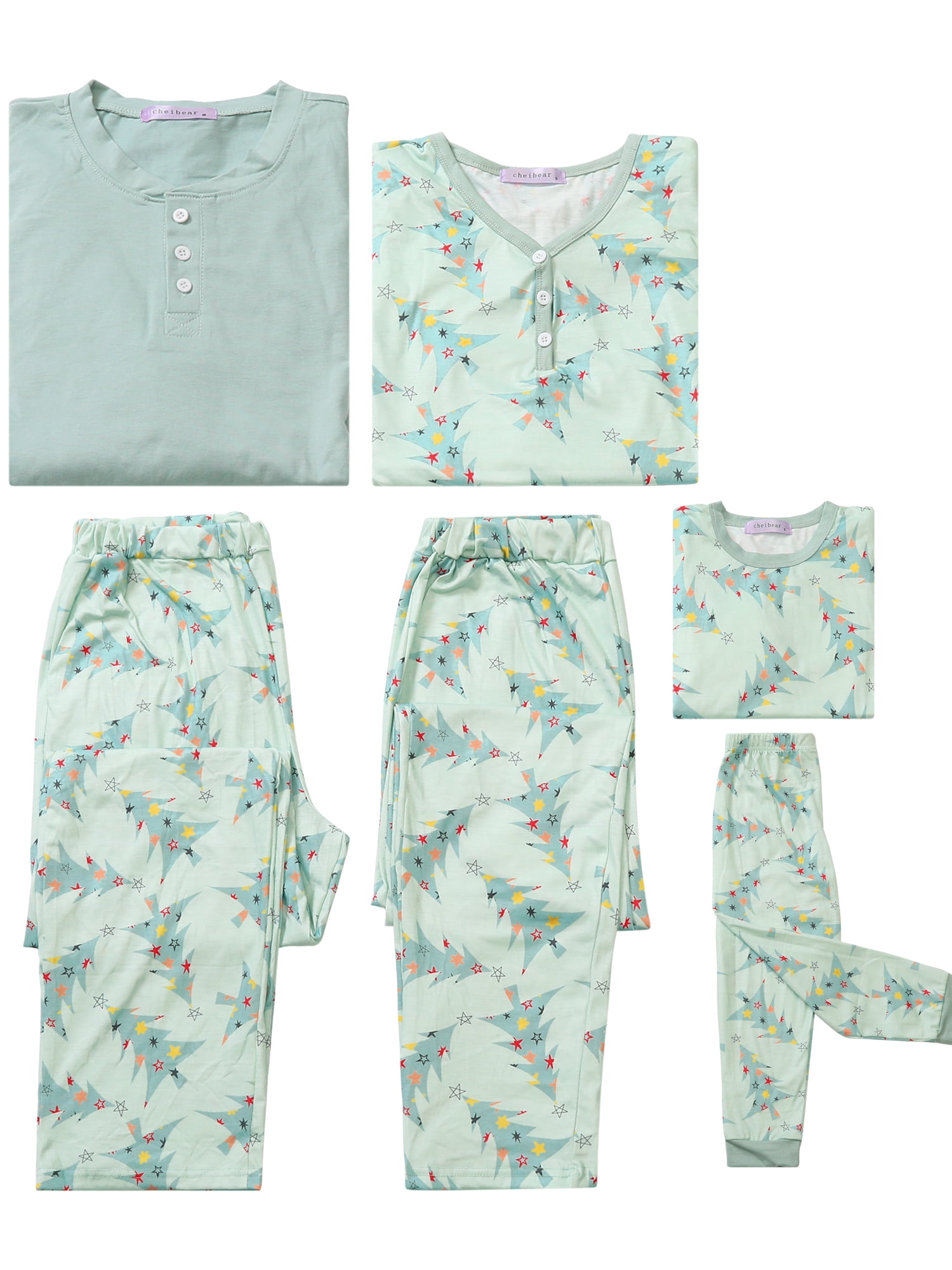 Unique Bargains Christmas Sleepwear Long Sleeve Tee with Pants Lounge Family Pajama Sets L Big Boys