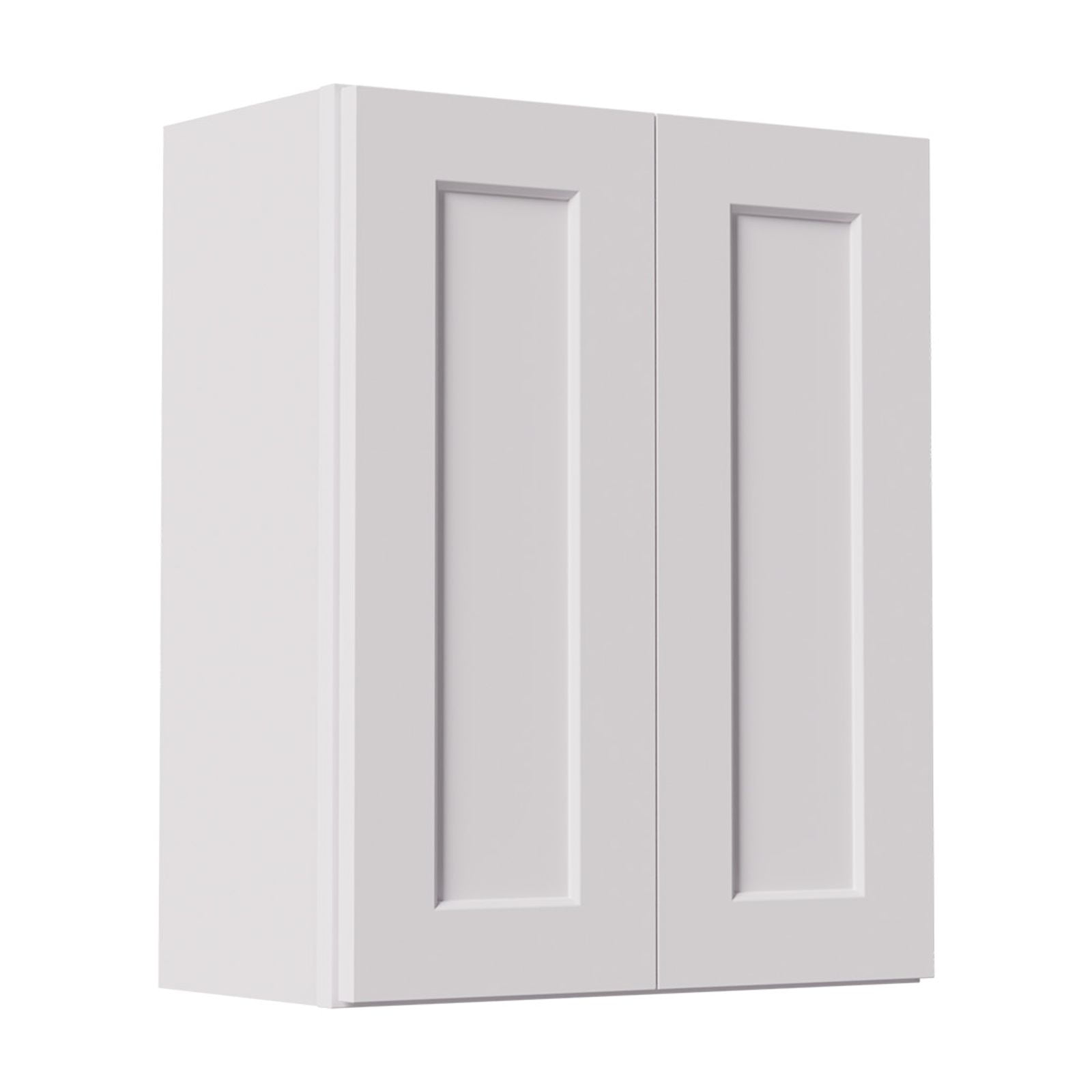 White shaker Solid Wood Double Doors Wall Cabinet 2 Doors and 2 Shelves for Kitchen Storage, Bathroom Storage, Laundry,Adjustable Shelves Ready to Assemble(24"W×12"D×36"H)