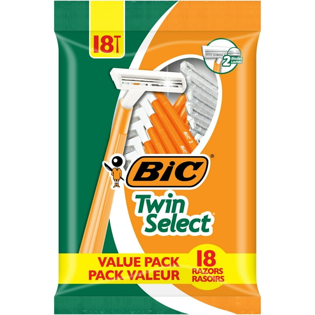 Rasoir jetable homme BIC Twin Select Sensitive Skin, 2 lames, paquet de 18