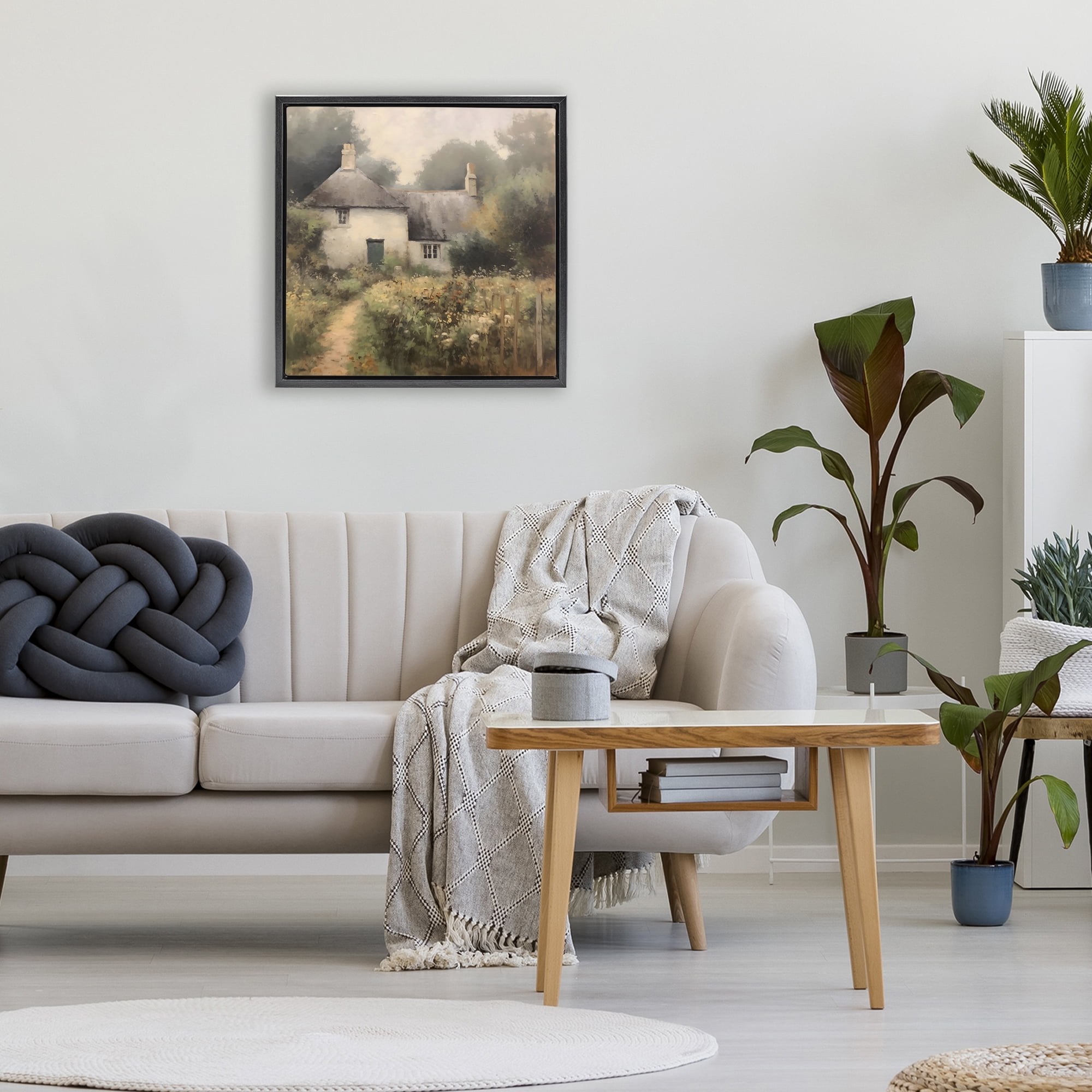 Stupell Industries Cottage Comfort in Summer Garden Black Framed Floater Canvas Wall Art, design by Creative Studio