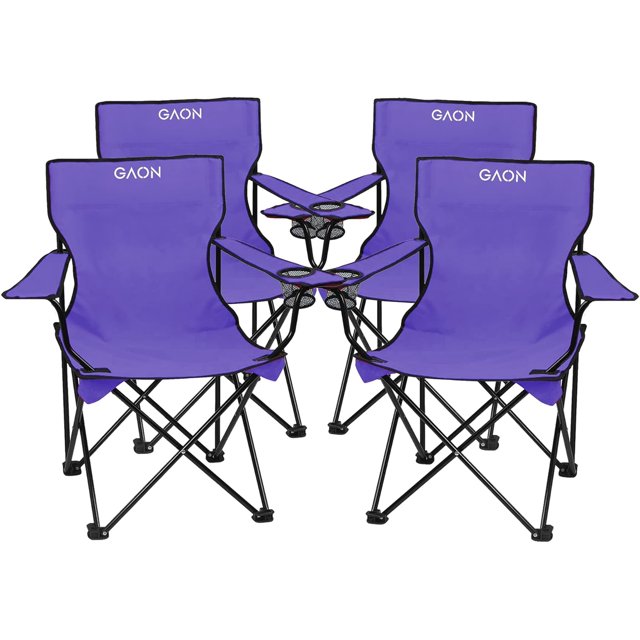 Sillas Camping y Playa Duralife Plegable Portatil 4 Piezas Morado