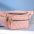 thumbnail image 1 of Bolsa de pecho de nailon con múltiples bolsillos para mujer, riñonera informal, bolsa para exteriores (rosa) Tmvgtek Para Estrenar, 1 of 9