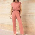 thumbnail image 4 of SDNall Womens Fashionable Casual Sleeveless Front Short Back Long Sleeveless Top And Pants Set, 4 of 9
