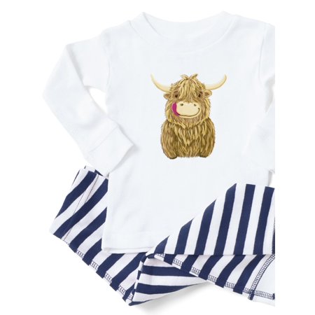 

CafePress - Happy Highland Cow - Toddler Long Sleeve Pajama set