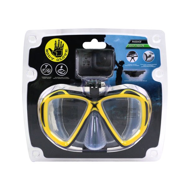 Body Glove Passage Adult Swimming Diving Snorkel Mask with GoPro Mount