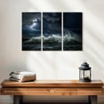 thumbnail image 2 of Elephant Stock Seascape Lightning Storm Wall Art - Horizontal Multi Panel Canvas - Living Room Wall Decor - Beach Multi Panel - Blue And Beige Decor - 23" x 14", 2 of 4