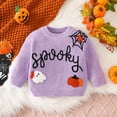 thumbnail image 6 of 6-12 Months Toddler Girls "Spooky" Ghost Pumpkin Embroidered Knit Sweater,Halloween Pullover, 6 of 9