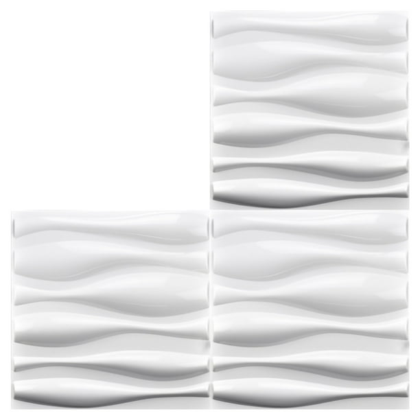 Art3d Wave Design I 19.7 in. x 19.7 in. PVC 3D Wall Panel (12-Pack