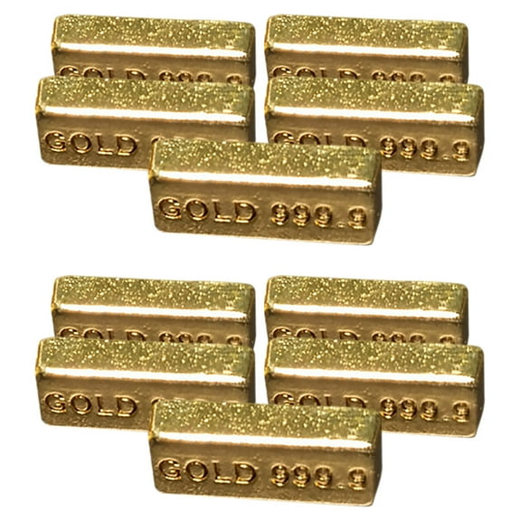 Masteelf Golden Mini Gold Bar Model for Decoration with Zinc Alloy Material Great for Doll House Props 10pcs