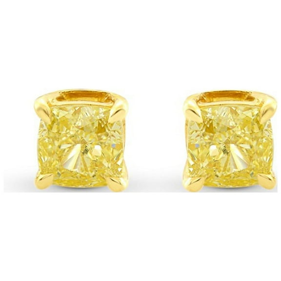Paris Jewelry 10k Yellow Gold Plated 4 Carat Square Created Yellow Sapphire Stud Earrings