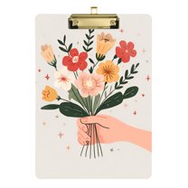 FORMRS Acrylic Clipboard with Low Profile Clip Standard A4 Letter Size, 12.5" x 9", Yellow Cute Flower