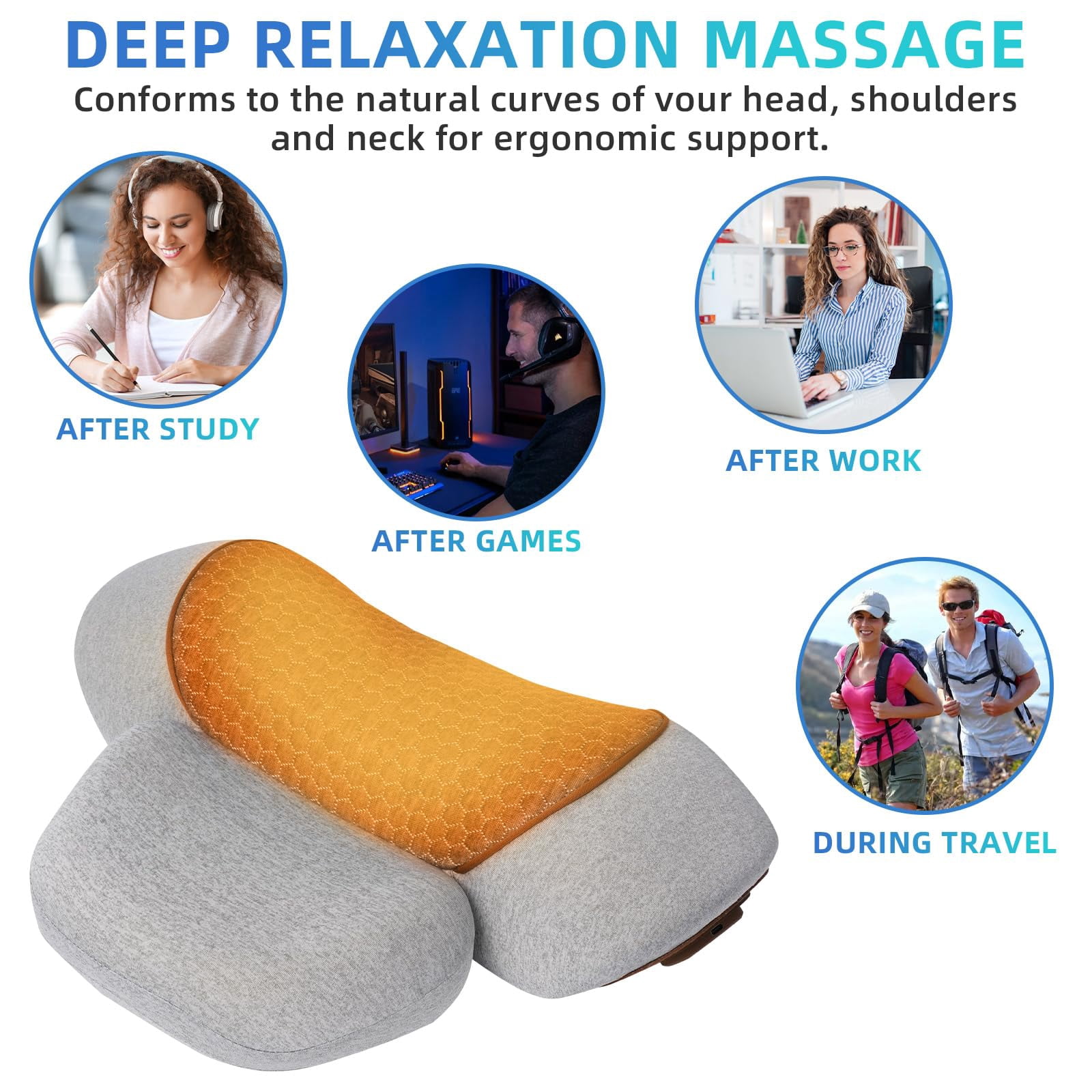 Zahazoho 3-in-1 Memory Foam Neck Pillow with Heat Therapy, Ergonomic  Cervical Hump Corrector for Neck Pain Relief, Gray