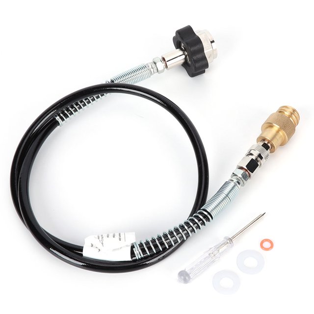 Manguera de resorte de alta presión negra de 36 pulgadas con adaptador dorado de CO2 para soda W21.8-14 Kit para SodaStream