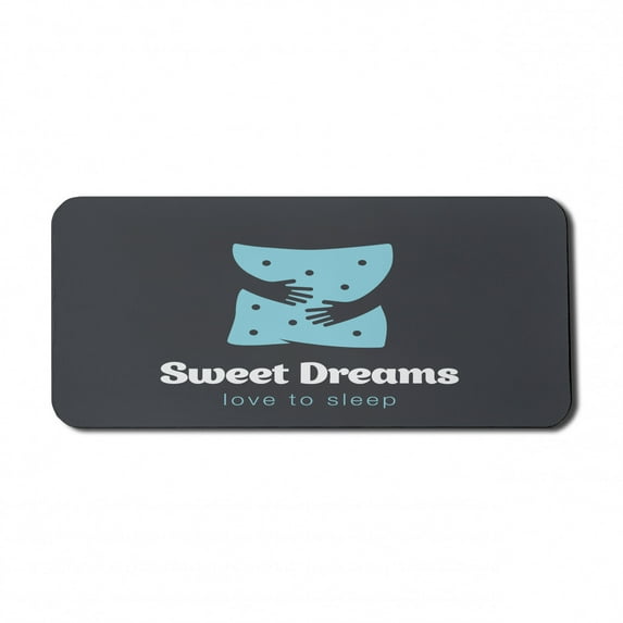Saying Computer Mouse Pad, Love to Sleep Hugging Arms Minimalist Simplistic Illustration, Rectangle Non-Slip Rubber Mousepad X-Large, 35" x 15" Gaming Size, Charcoal Grey Pale Blue, by Ambesonne