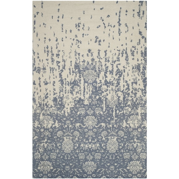 SAFAVIEH Restoration Vintage Dalton Floral Wool Area Rug, Ivory/Blue, 5' x 8'