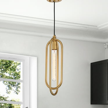 Pristin Gold Abstract Open Metal Frame 1-Light Pendant Light