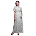 thumbnail image 1 of Bimba Rayon Curry Leaves Printed Gown Kimono Sleeves Summer Long Maxi SlitÂ&nbsp;Dress-X-Large, 1 of 6