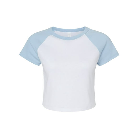 Bella & Canvas B16006257 Women Micro Rib Raglan Baby T-Shirt, White & Baby Blue - 2XL