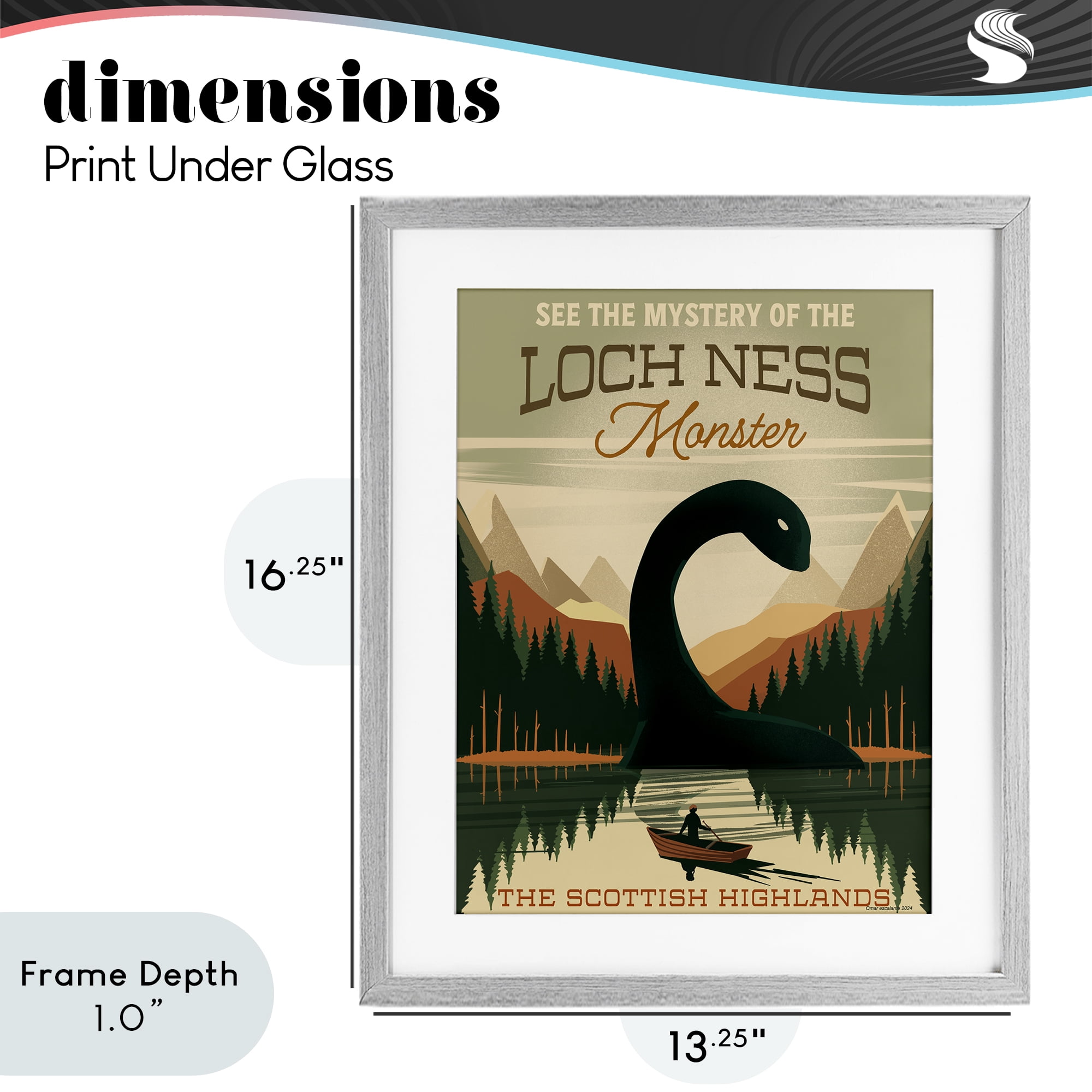 Stupell Industries Folklore Monster Tourism Gray Framed Print Under Glass, design by Omar Escalante