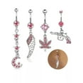 thumbnail image 4 of HOOUN 1pc Girls Body Piercing Jewelry Fashion Drop Dangle Belly Fashion CZ Navel Ring -Leaf, 4 of 8