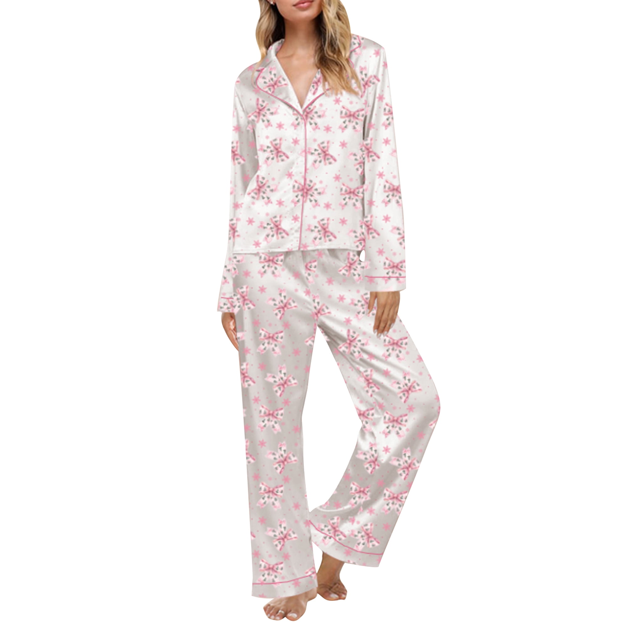 Pyjama Polaire Pour Femme Avec Revers De Noël, Imprimé Complet, Flocons