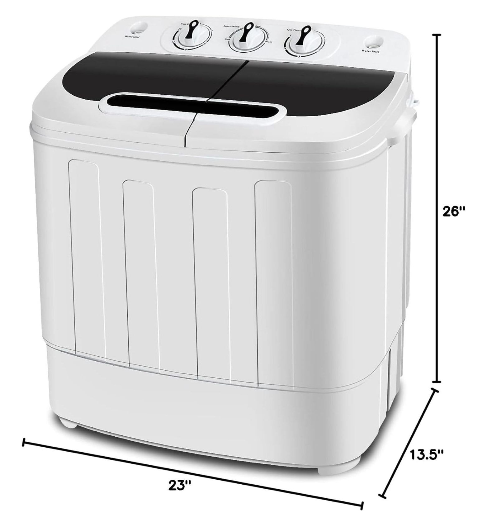 SONGMY Compact Mini Twin Tub Washing Machine 13lbs - Portable Washer with Spin Cycle, Built-in Gravity Drain for Apartments & Dorms