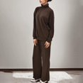 thumbnail image 5 of Gibobby Conjunto dama pants y sudadera afelpada Conjunto de pantalones de punto de dos piezas con patchwork de punto de color sólido y cuello para mujer(Café,XL), 5 of 5