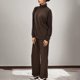 thumbnail image 5 of Gibobby Conjunto dama pants y sudadera afelpada Conjunto de pantalones de punto de dos piezas con patchwork de punto de color sólido y cuello para mujer(Café,G), 5 of 5